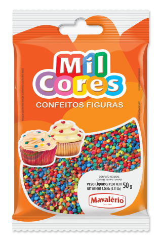 Imagem de Confeito Figuras Mini Confete Mil Cores 50g - MAVALÉRIO